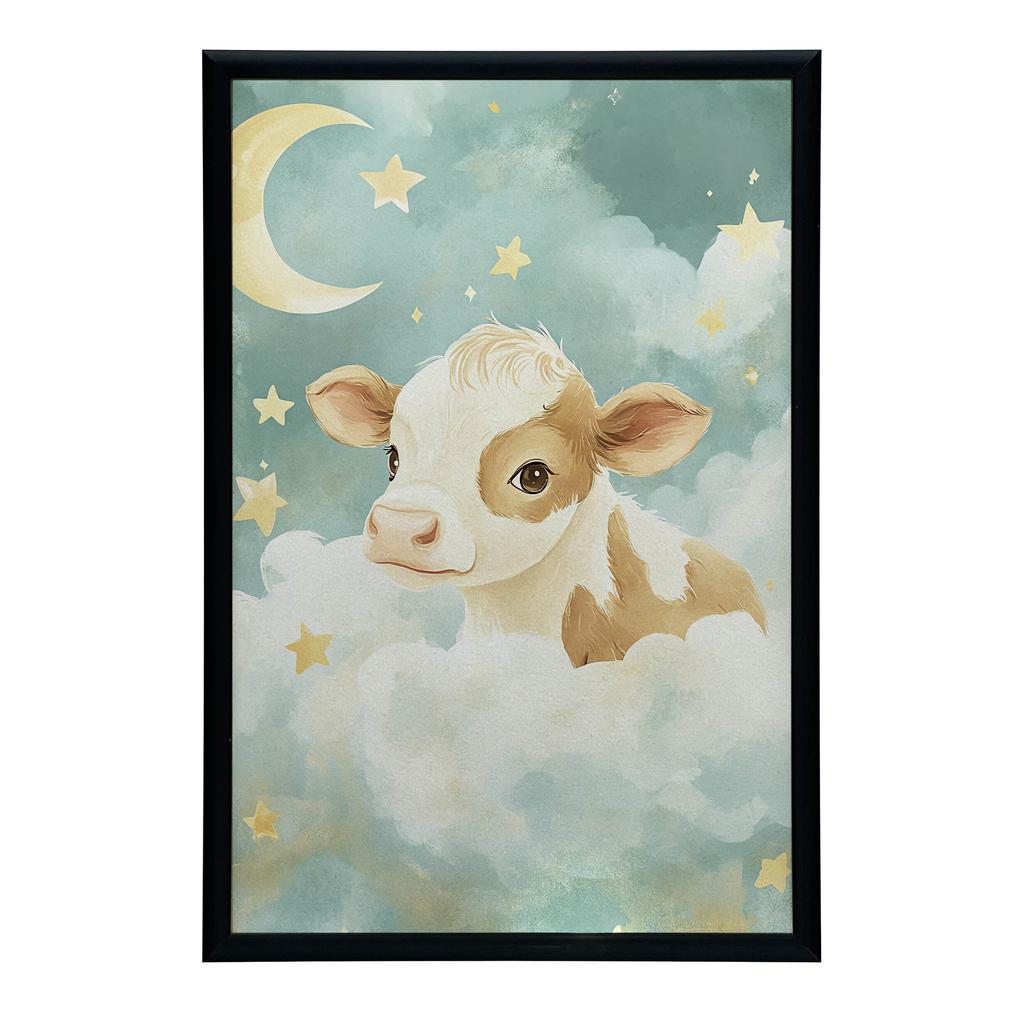 Plakat Krowa W Chmurkach Plakat Krowa W Chmurkach, 30X40 Cm, Bez Ramy, Płótno Premium Na Blejtramie