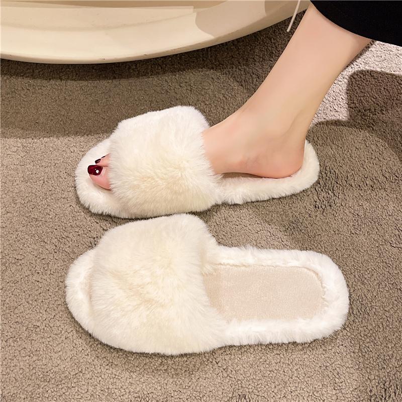 Женские домашние тапочки осень-зима с мехом, нескользящие повседневные домашние туфли на плоской подошве, однотонные женские шлепанцы, теплая обувь