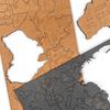 3D Wooden World Map Beige Brown 105x60cm Cities Wall Decoration