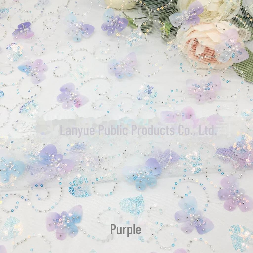 3 мм бусины-пузырьки и пайетки, сетчатая ткань в виде бабочек для детских юбок с вышивкой