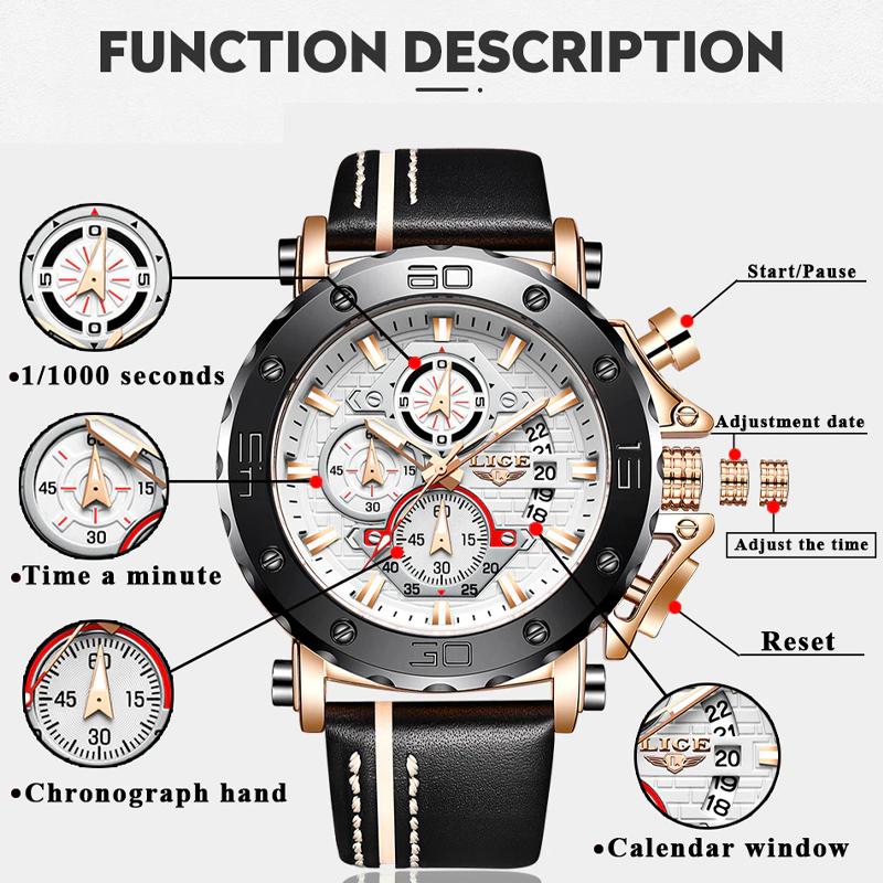 Мужские часы с кожаным ремешком