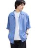 Cohen Open Collar Size 7570 COBALT Large Linen-Like Shirt, 75156030139, (75),