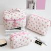 3 Pcs Cute Makeup Bag Large Capacity Quilted Storage Bag Bowknot Printed Bow Toiletry Case Travel Shopping Work Date Bag