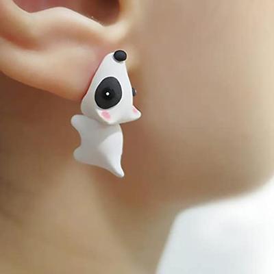 Милые серьги-клипсы в виде укуса животного, модные 3D серьги из полимерной глины с животными, простые серьги-гвоздики ручной работы с животными для девочек и женщин