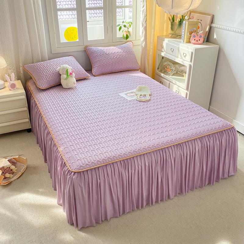 Новый свежий однотонный кружевной крутой латексный летний коврик-юбка-кровать, комплект из трех предметов