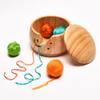 Wooden Yarn Bowl Woolen Knitting Storage Basket Organizer With Handmade Holes Prevent Slippage Storage BagDIY Arts Weaving Tool