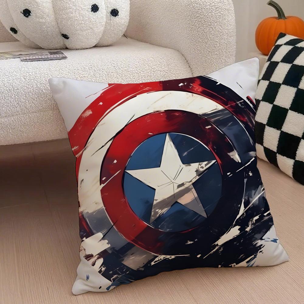 CCaptain America Cushion Cover Linen Pillow Case Soft Breathable Protective Couch Room Decoration