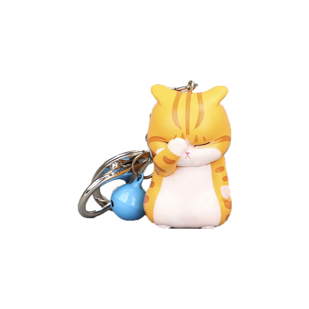 Jewelry Car Key Charm Door Key Bell Shy Cat Keychains Bag Decoration Animal Keyrings Chubby Kitten