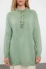 Women's Fashionable Stylish Hijab Sweater Mint Collar Frilly Buttoned Knitwear Sweater