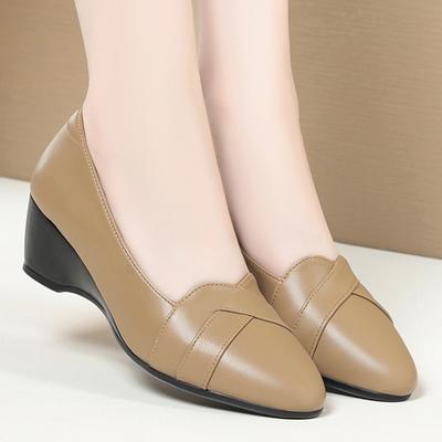 Осенние женские туфли на плоской подошве, модные, новые, неглубокие, без застежек, повседневные, для улицы, нескользящие, на танкетке, одинарные, из мягкой кожи, для ходьбы, повседневные, для мам