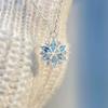 Necklace Female Star Snowflake Blue Crystal Pendant Premium Fresh Jewelry