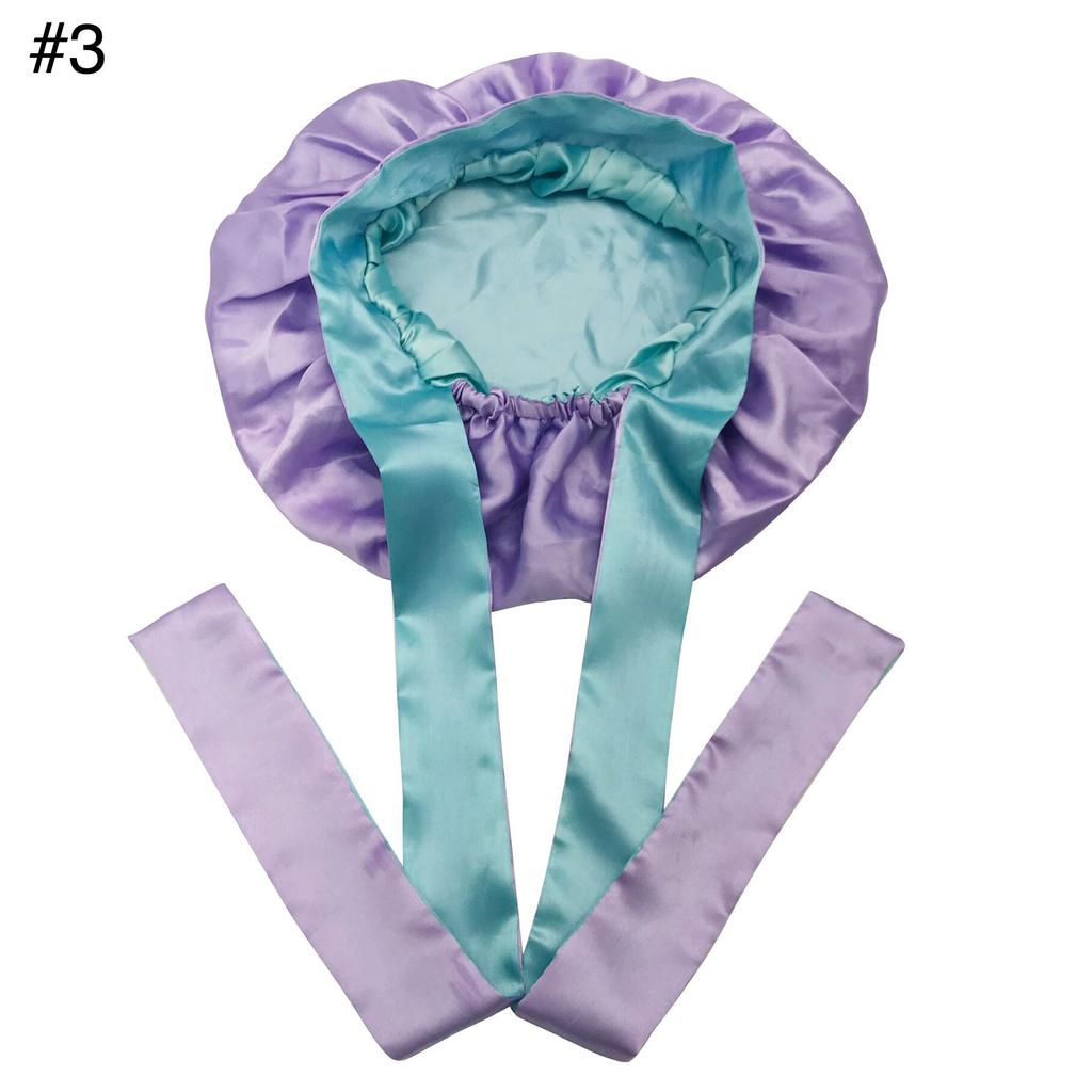 Long Tie Satin Hat Woman Fashion Sleeping Hair Bonnet Double Layer Braids Bonnets