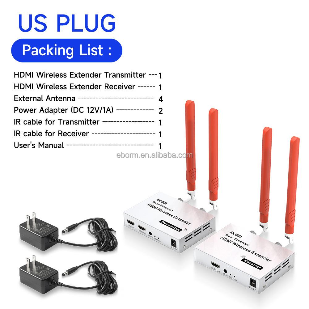 300M 4K Wireless HDMI Extender Transmitter 2.4GHz/5.8GHz WiFi HDMI Extender Video Transmitter Receiver for TV PC Camera
