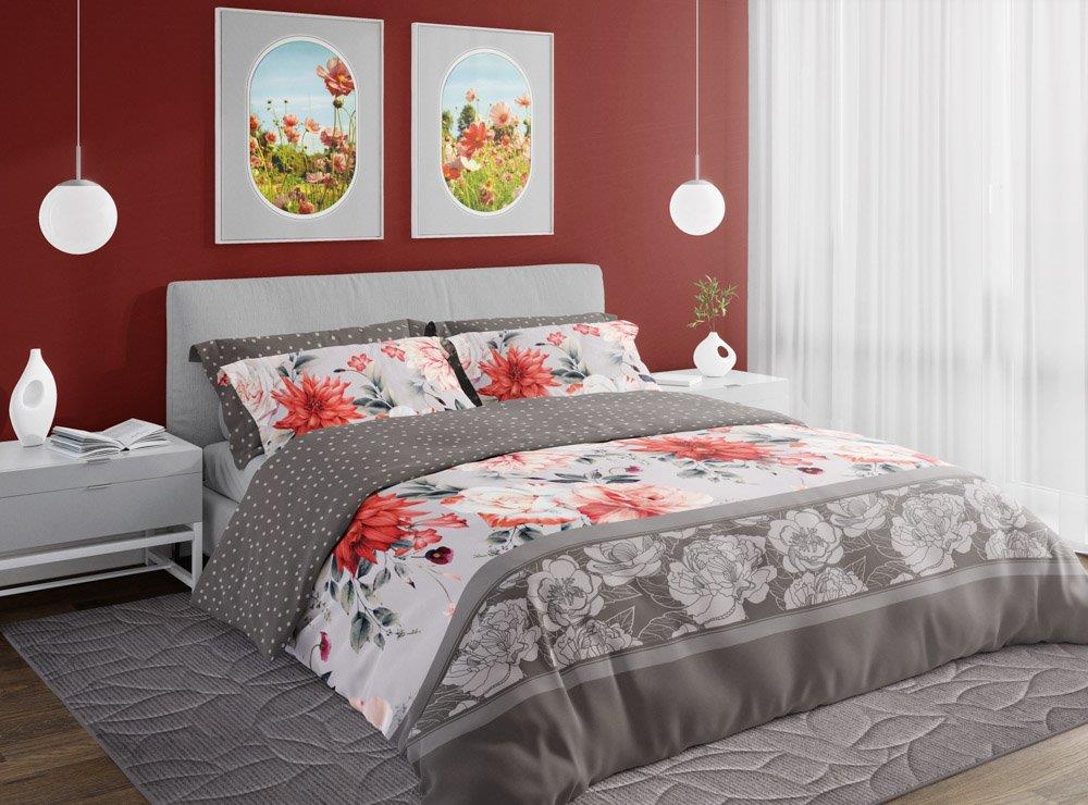 Satin bedding 160x200 pure satin colorful flowers