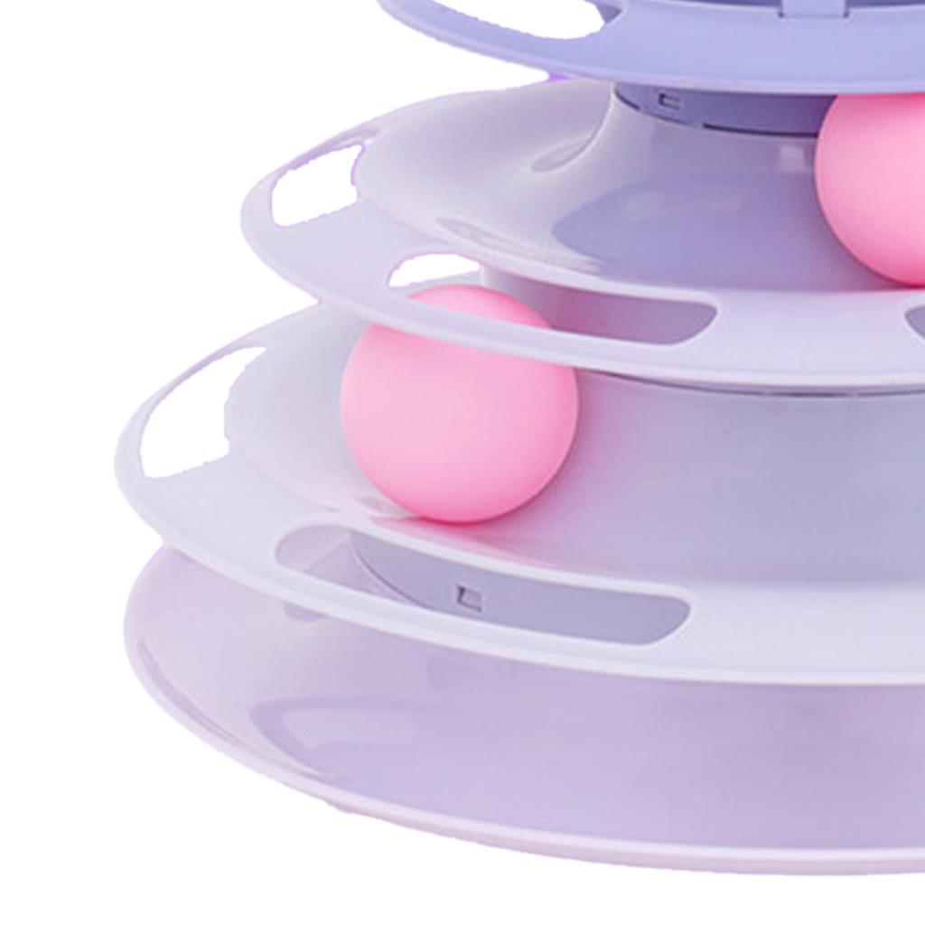 Cat Toy Roller 3 Levels Antislip Base Easy To Clean Interactive Turntable Track Toy for Batting Chasing Swatting Purple
