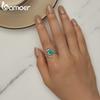 BAMOER 925 Sterling Silver Green Spinel Opening Ring Vivid Snake Adjustable Ring for Women Cubic Zirconia Fine Jewelry
