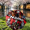 Custom Name Personalized Bride of Chucky Print Umbrella, Auto Open Close, 8‑Rib Sturdy Frame, Commute Camping Hiking Use, Birthday Gift