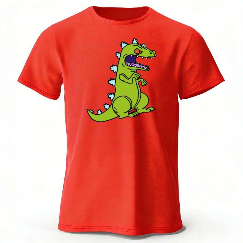 New Angry Dinosaur Pure Cotton Tshirt for Men Loose Large Breathable Sports Short Sleeved Summer Womens Trendy Street Style