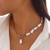 Trend Elegant Jewelry Wedding Baroque Pendant Necklace For Women Imitation Pearl Geometry Chain Choker Necklace N0450