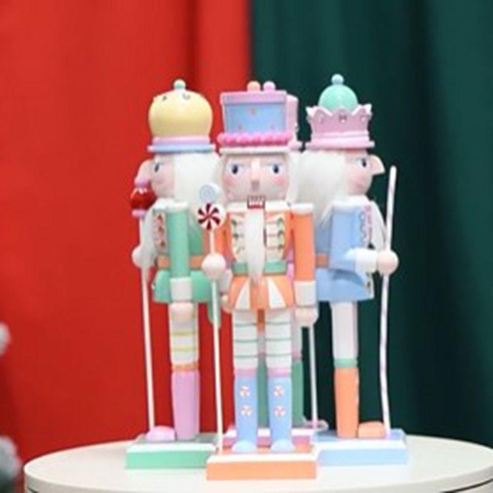 Macaron Color Nutcrackers Soldier Ornament 10 Inch Nutcracker Statues Doll Photo Props