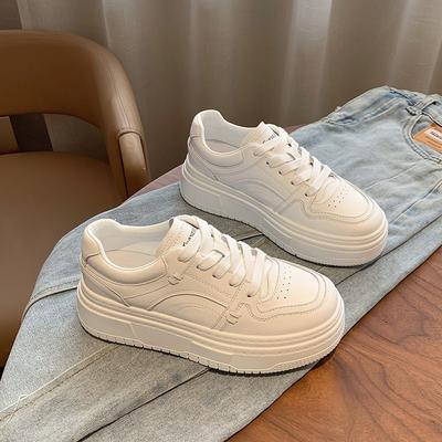 Премиальные белые туфли на толстой подошве, женские новые универсальные увеличивающие рост, осенне-зимние повседневные спортивные туфли