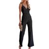 2022 Women 's Sexy Lace Sleeveless Backless See Through Mesh Hollow Out Ruffle Long Pants Bodycon Jumpsuit Rompers Clubwear