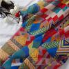 Colorful Geometric Cotton-Linen Scarf: Retro Ethnic Style Beach Shawl