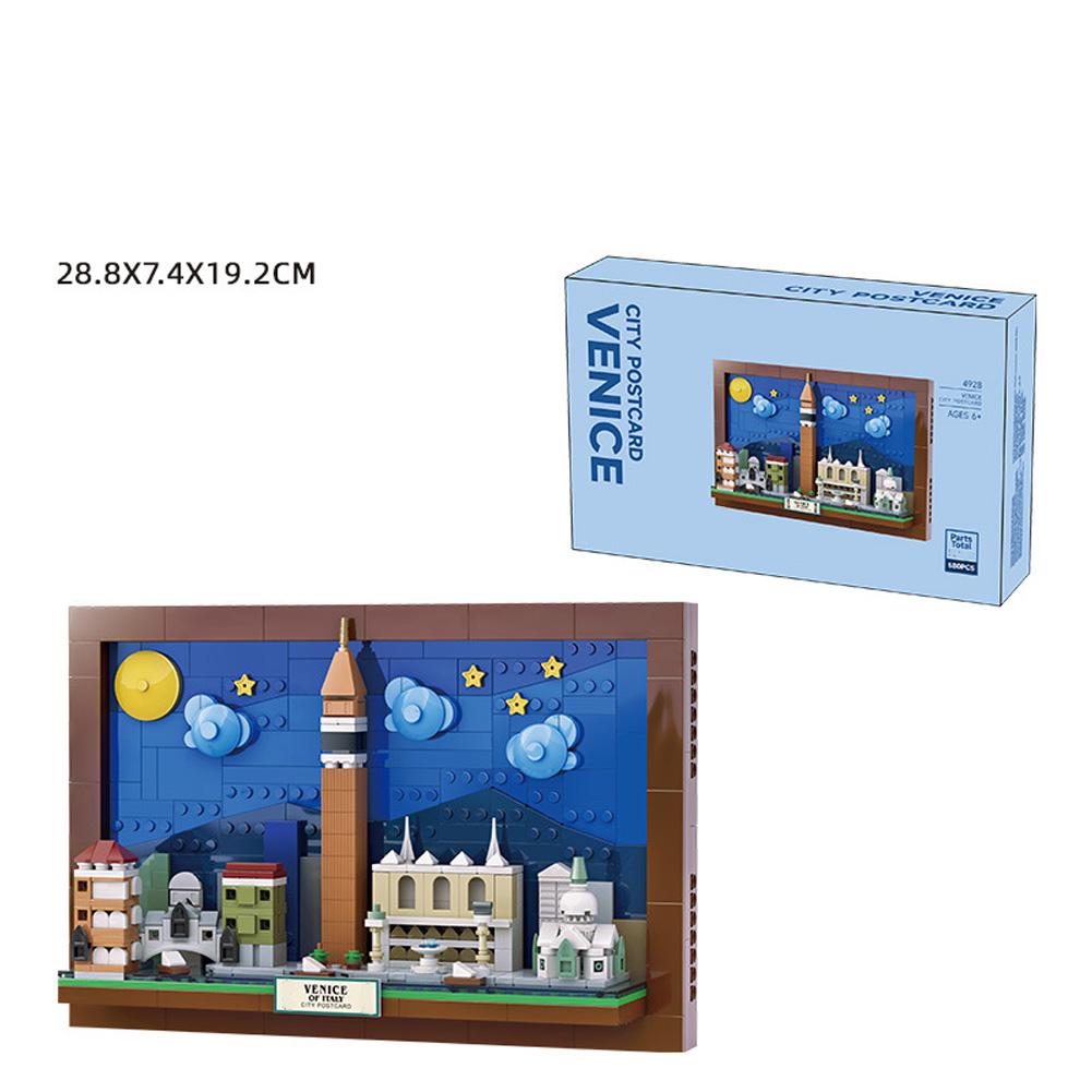 Городская открытка Строительные блоки Городская архитектура Открытка Строительные кирпичи Игрушки Домашний декор Подарки для детей от 6 лет