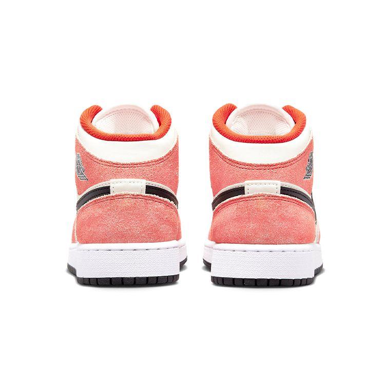 Детские кроссовки Air Jordan 1 Mid SE GS Orange Suede Team-Orange Black Sail DV1336-800