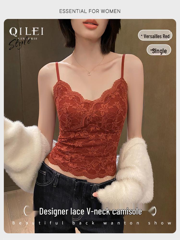 Женский кружевной топ-майка на флисовой подкладке - Теплый утепленный слой для осени/зимы