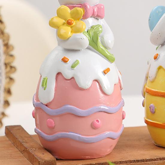 Пасхальное Красочное Яйцо Фигурка Кролика Расписанная Вручную Цветок Морковь Яйцо Статуэтка Кролика Декоративная Скульптура Животного Весеннее Украшение для Пасхальной Вечеринки