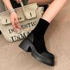 Fashion 2024 New Autumn Women's Retro Round Toe Fashion Warm Solid Color Short Elastic Boots