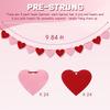 4 Pack Felt Heart Garland Banner, No DIY Valentine's Day Decorations Red Pink Hearts Hanging Banner 9.8ft Galentines Day Heart Felt Decor for Wedding