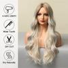 ALAN EATON Ombre Blonde Длинные волнистые волосы Парики Средняя часть Натуральный блондин Синтетический парик Высокотемпературное волокно для женщин Ежедневное использование