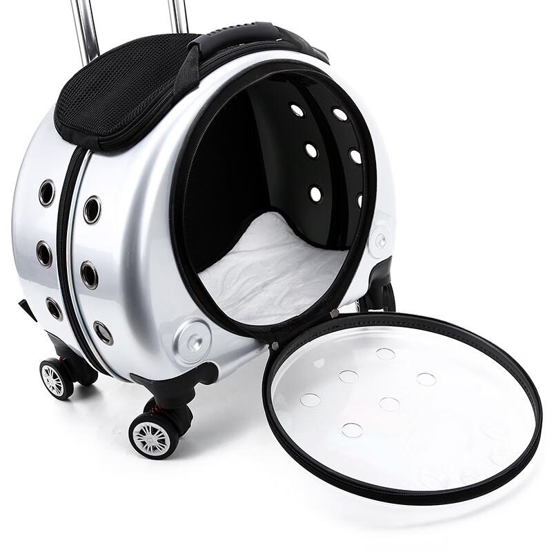 Прозрачный рюкзак-переноска для животных в форме космической капсулы на колесах