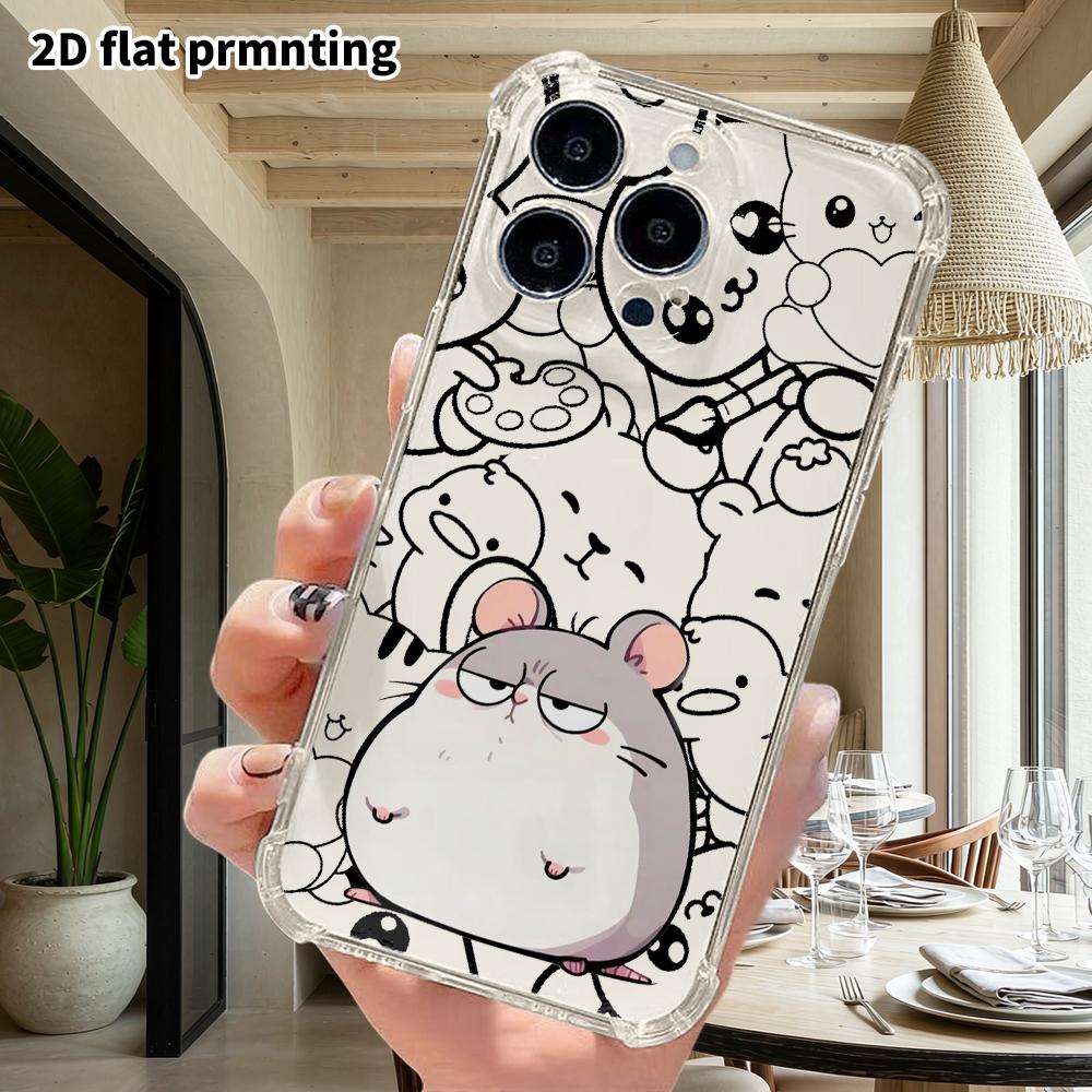 Phone case: 2D flat, fits iPhone 18 17 16 15 14 13 Pro, chubby hamster, perfect Christmas and Halloween holiday gift