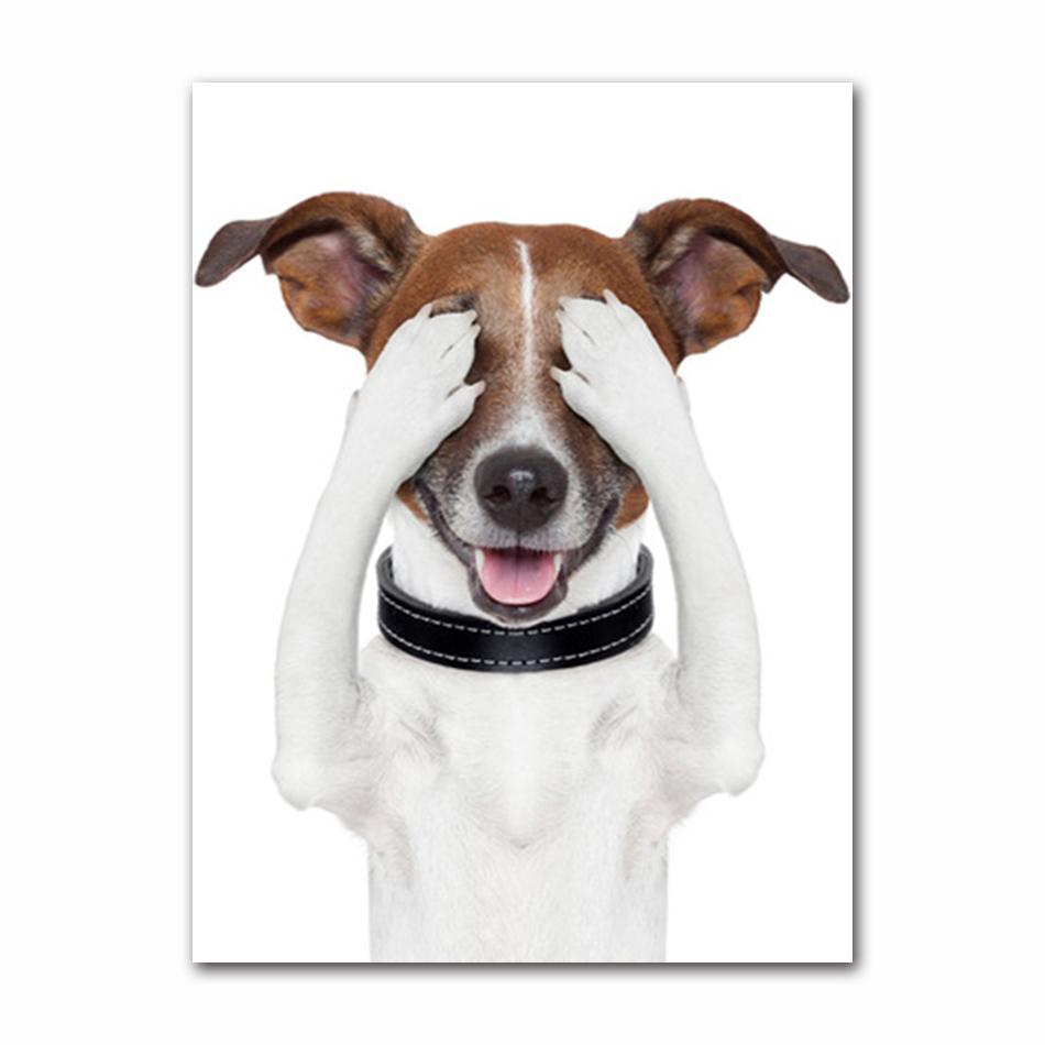 Funny Animal Dog Read Newspaper Oil Painting on Canvas Wall Art Poster Prints Wall Art Picture for Bathroom Toilet Decoration