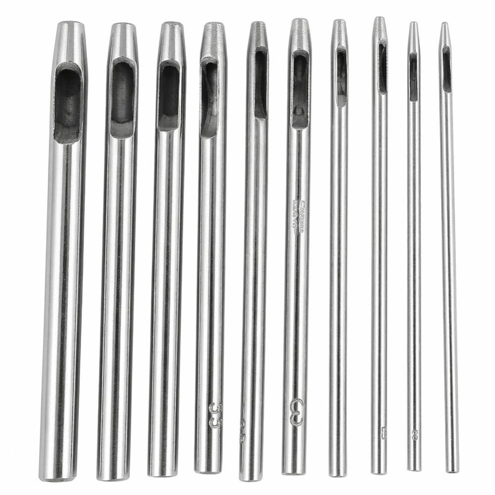 10 Pcs Round Hollow Punch Set 0.5mm-5.0mm Punch Tool Kit Leathercraft & DIY Crafting