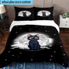 3PCS Lunar Cat Magic Night 3pcs Bedding,Including 3PCS Duvet Cover And 2pcs Pillowcases Perfect for Christmas,Ideal for Bedroom, Dormitory