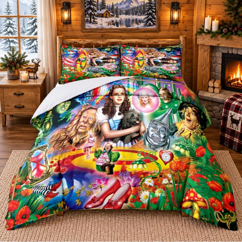 The Wizard Of Oz Pattern Bedding 3Pcs Set Bed Sheet And Pillowcases For Indoor Bedroom