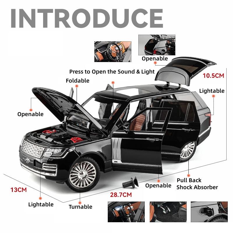 1/18 Land Rover Range SUV спортивная игрушечная машинка для детей литая модель миниатюрная звук свет двери открываются коллекция подарок для детей