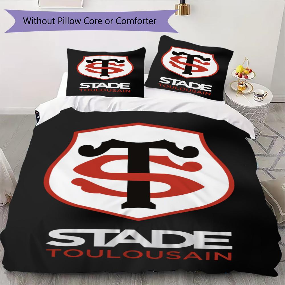 Stade Toulousain Pattern Bedding uilt Set uilt Cover Pillowcase Home Decoration Birthday Gift (1 * duvet cover + 2 * pillowcase without core)178