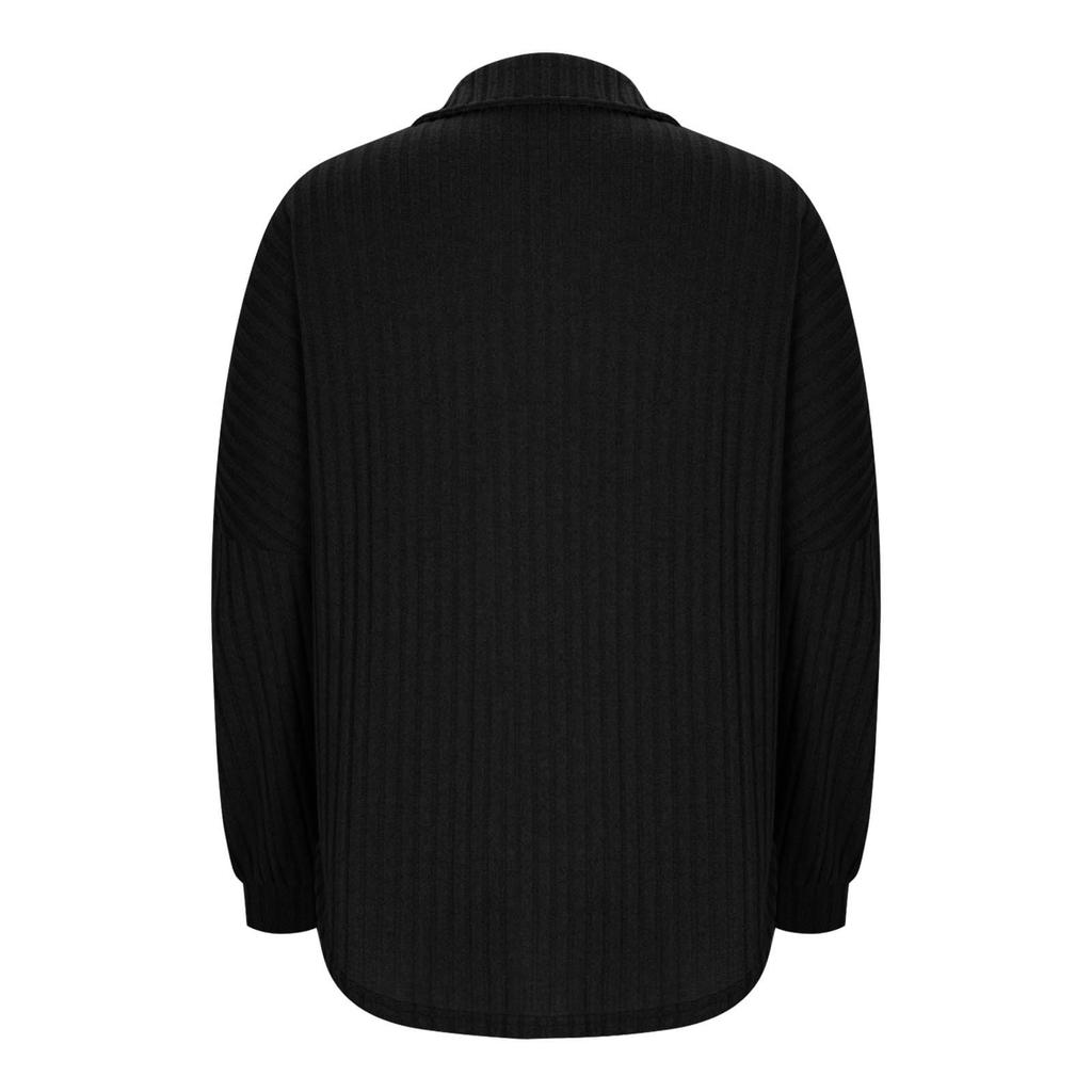 Women's Loose Fit Sleeve Ribbed Knit Button Down Shirt Shacket Boyfriend Shirt Jackets Tops