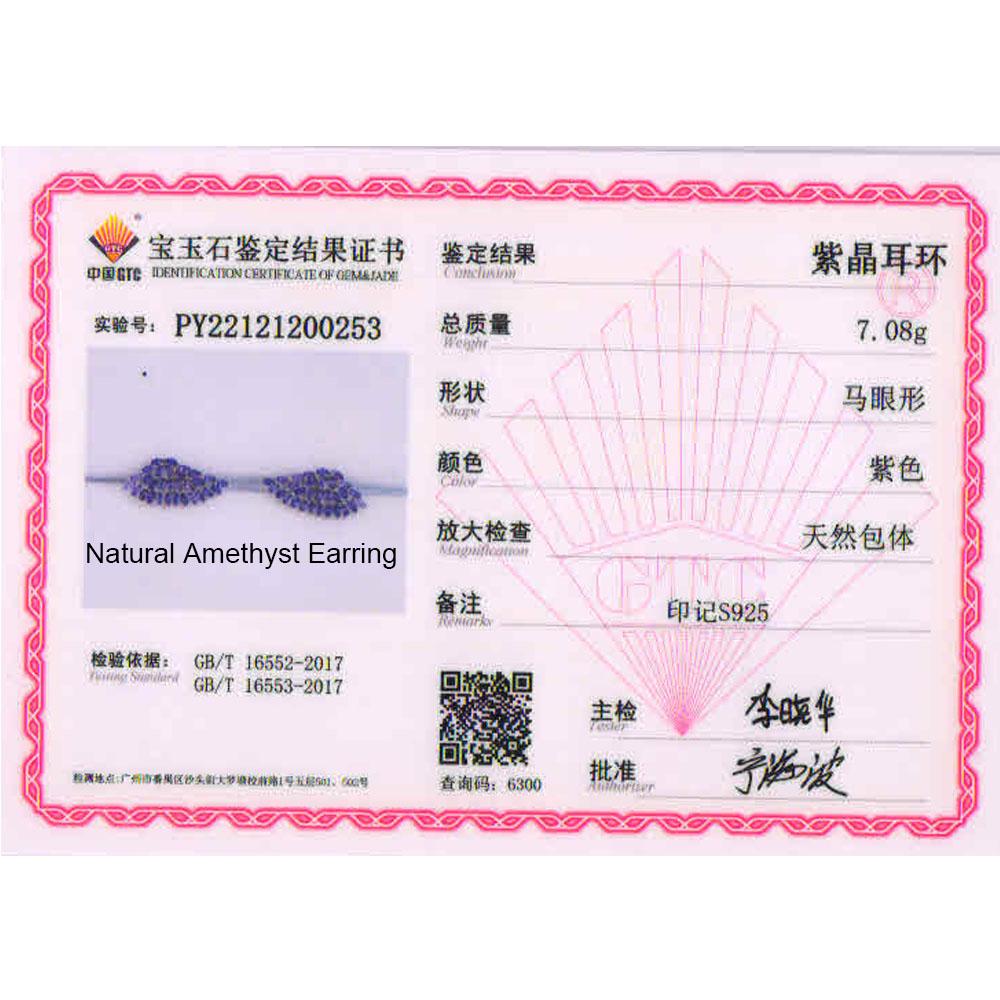 Серьги из стерлингового серебра 925 пробы с тонкой застежкой, натуральный аметист, драгоценные камни, дизайн крыла для модных девушек и женщин, хороший подарок