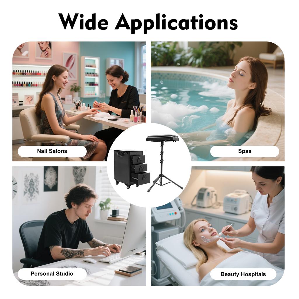 Professional 3-Drawer Rolling Makeup Case with Lock, 20kg Capacity Mobile Beauty Cart on Wheels for Makeup Artists Travel