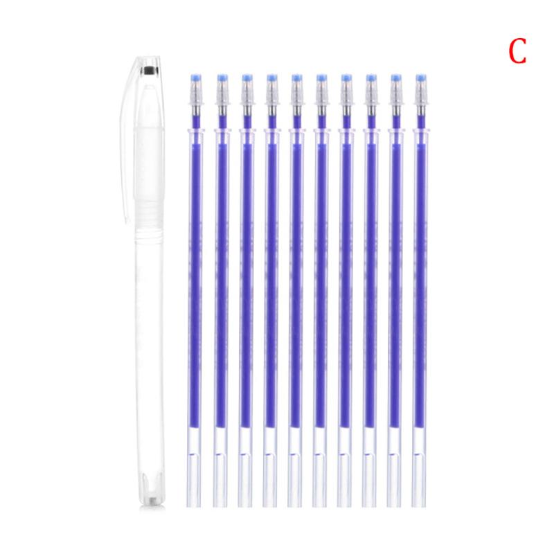 New 10Pcs Heat Erasable Pen High Temperature Disappearing Fabric Marker Tailoring