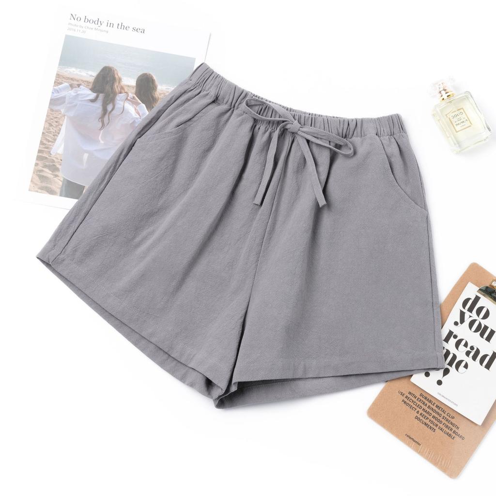 Spring and Summer New Cotton and Linen Shorts Women's Outer Wear Thin A- Shown Wide Leg High Waist Slimming Plus Size Loose Casual Shorts for Women