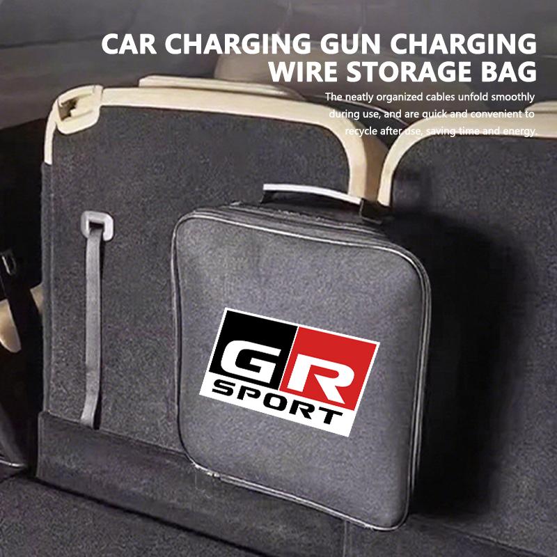 For S9 Car Logo Cable Case Charging Gun Storage Bag Waterproof Cable Organizer GR Sport Camry Prius Auris Crown Yaris JH9