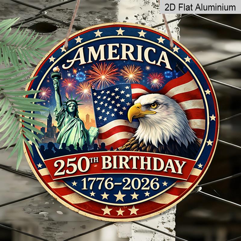 2D плоский, 1 шт. Настенный знак к 250-летию основания Америки, подходит для патриотического декора, Празднование 250 лет истории, Ретро-пластина для 4 июля, День поминовения