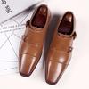 Men Dress Shoes Low Heel Retro Casual Double Buckle Shoes Wedding Shoes for Men